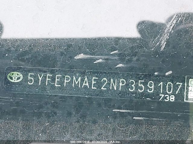 5YFEPMAE2NP359107 Toyota COROLLA LE