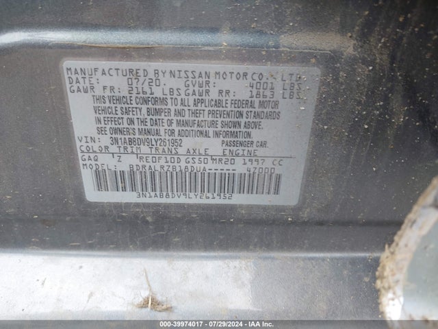 Nissan Sentra Sr Xtronic Cvt 2020 3N1AB8DV9LY261952 Image 9