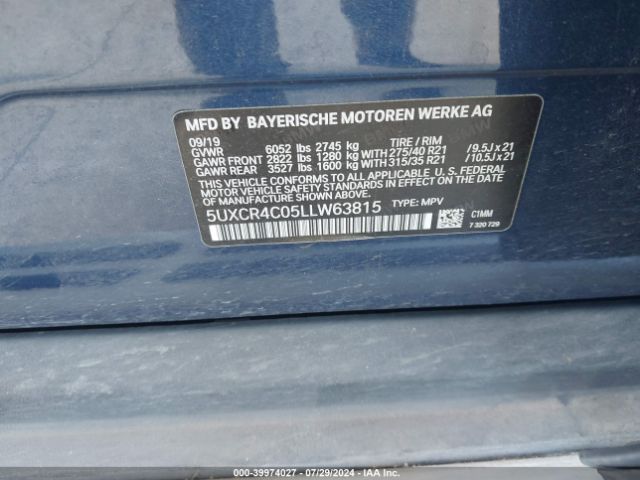5UXCR4C05LLW63815 BMW X5 Sdrive40i