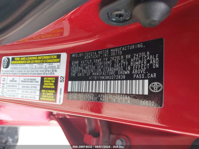 4T1B11HKXKU272838 Toyota CAMRY SE