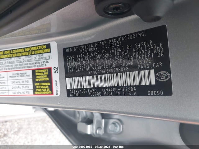 Toyota CAMRY SE 2024 4T1G11AK5RU898078 Image 9