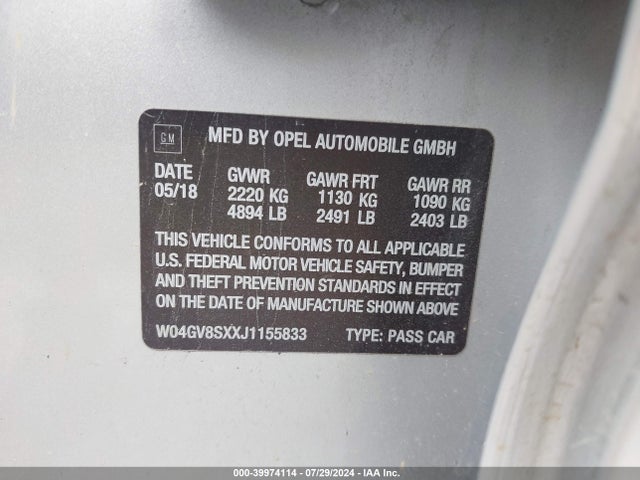 W04GV8SXXJ1155833 Buick Regal Tourx Essence