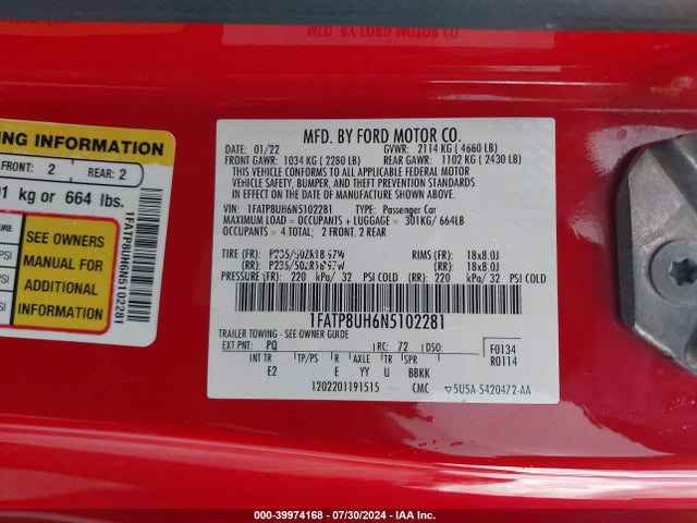 Ford Mustang Ecoboost Premium 2022 1FATP8UH6N5102281 Image 9
