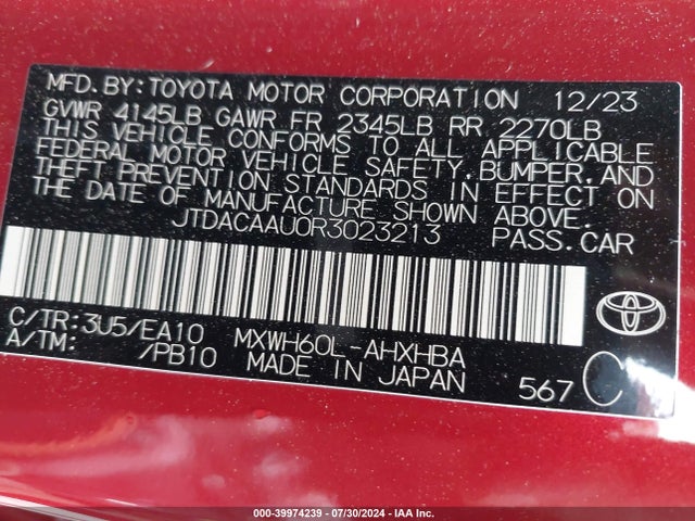 JTDACAAU0R3023213 Toyota Prius Limited