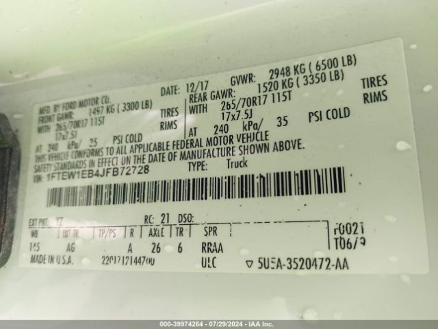 1FTEW1EB4JFB72728 Ford F-150 Xl