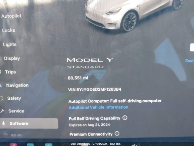 5YJYGDED2MF126384 Tesla Model Y Standard Range Rear-wheel Drive