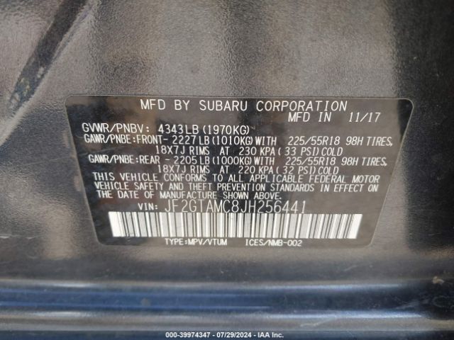 JF2GTAMC8JH256441 Subaru Crosstrek 2.0i Limited