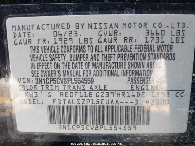 Nissan Kicks Sv Xtronic Cvt 2023 3N1CP5CV8PL554559 Image 9