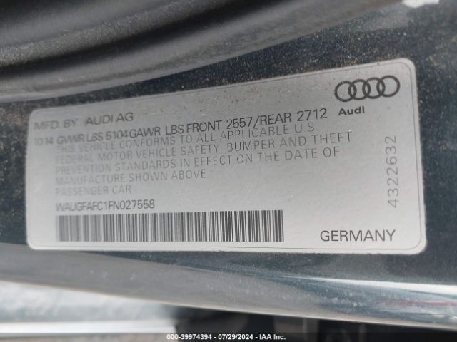 WAUGFAFC1FN027558 Audi A6 2.0t Premium