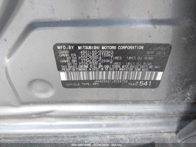 JA4AZ3A31JZ058730 Mitsubishi Outlander Es