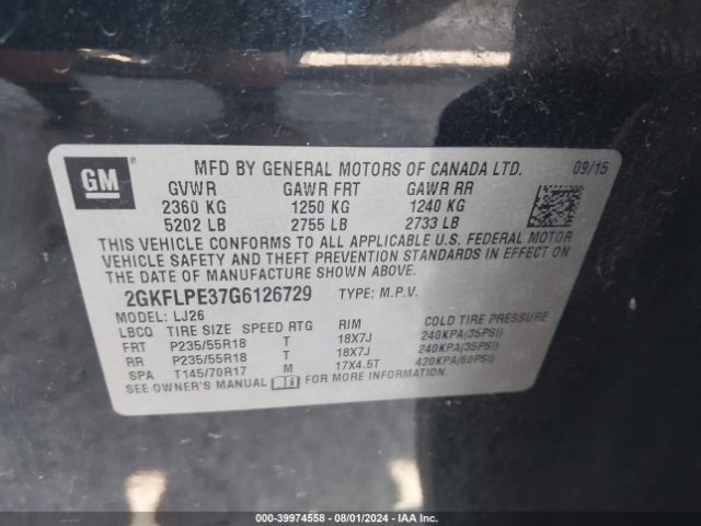 2GKFLPE37G6126729 GMC Terrain Slt