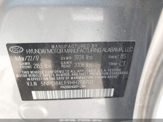 Hyundai Elantra Value Edition 2017 5NPD84LF9HH208703 Image 9