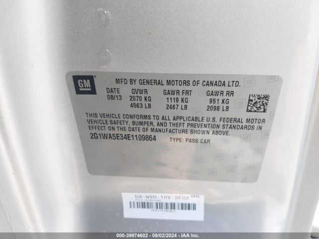 2G1WA5E34E1109864 Chevrolet Impala Limited Ls