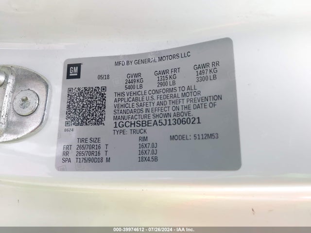 Chevrolet Colorado Wt 2018 1GCHSBEA5J1306021 Image 9