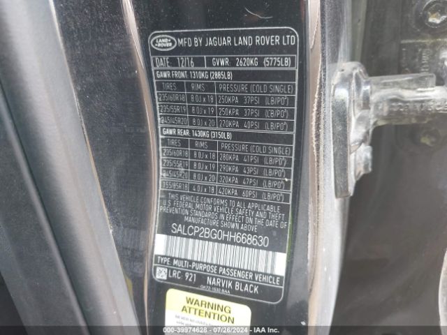 SALCP2BG0HH668630 Land Rover Discovery Sport Se