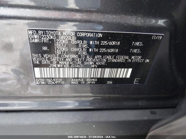 JTMEWRFV2LJ034631 Toyota Rav4 Hybrid Xse