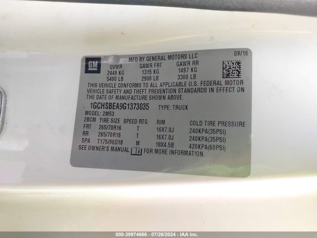 Chevrolet Colorado Wt 2016 1GCHSBEA9G1373035 Image 9