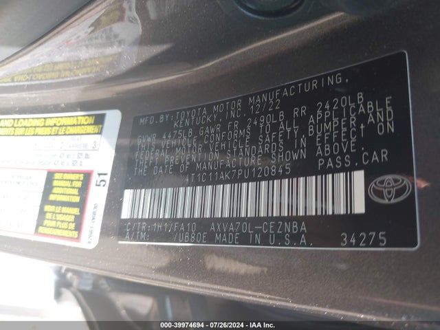 Toyota CAMRY LE 2023 4T1C11AK7PU120845 Image 9