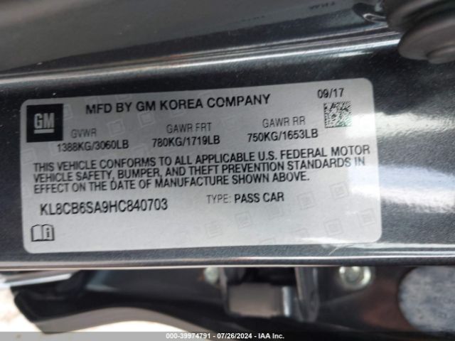 KL8CB6SA9HC840703 Chevrolet Spark Ls Cvt