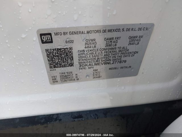 3GKALMEV9NL277879 GMC Terrain Fwd Sle