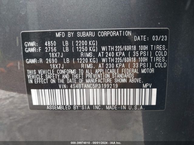 4S4BTANC5P3199219 Subaru Outback Limited