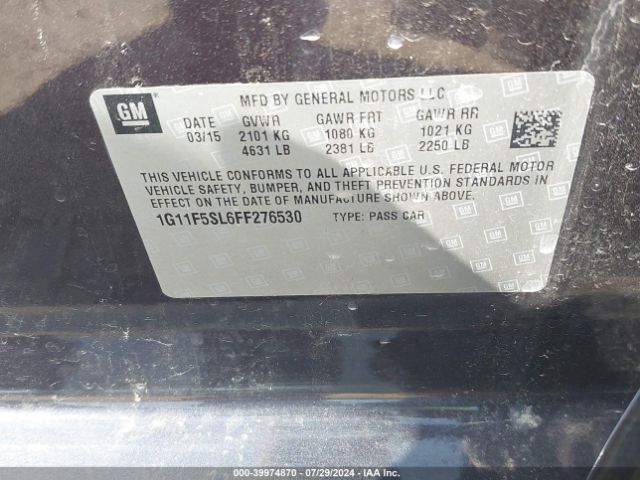 1G11F5SL6FF276530 Chevrolet Malibu 1lz