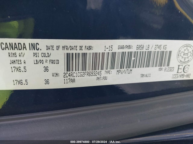 2C4RC1CG2FR693245 Chrysler Town & Country Touring-l
