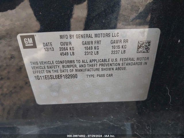 Chevrolet MALIBU 2LT 2014 1G11E5SL6EF182990 Image 9