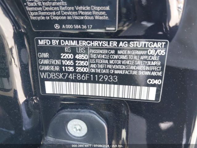 2006 MERCEDES-BENZ SL 55 AMG WDBSK74F86F112933 Photo 8