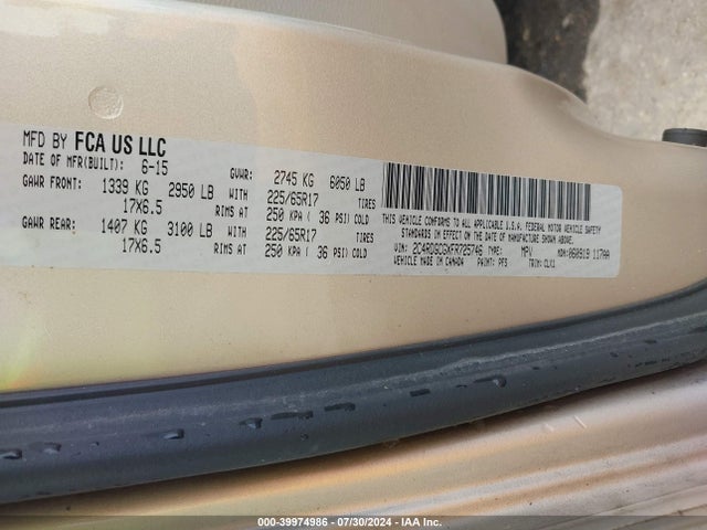 Dodge Grand Caravan Sxt Plus 2015 2C4RDGCGXFR725746 Image 9