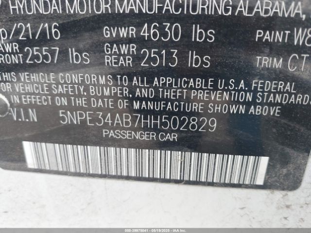 5NPE34AB7HH502829 Hyundai Sonata Limited 2.0t