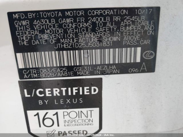 JTHBZ1D25J5031831 Lexus IS 350