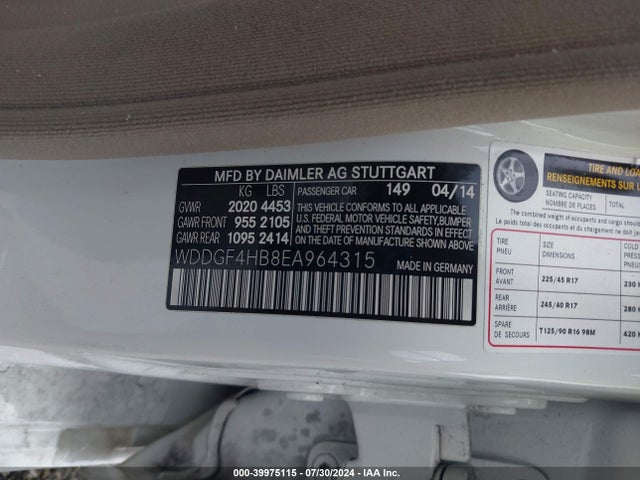 WDDGF4HB8EA964315 Mercedes-Benz C 250 Luxury/sport