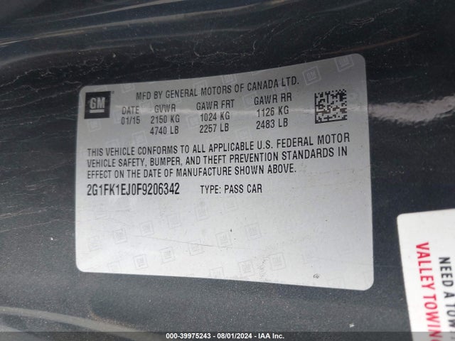 Chevrolet CAMARO 2SS 2015 2G1FK1EJ0F9206342 Image 9