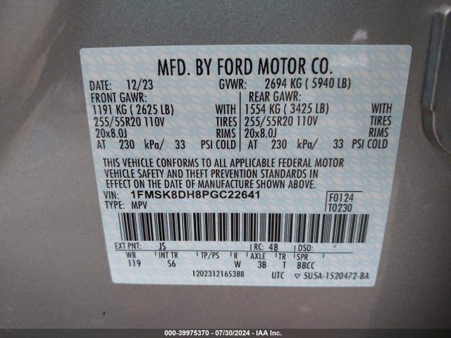 Ford EXPLORER XLT 2023 1FMSK8DH8PGC22641 Image 9