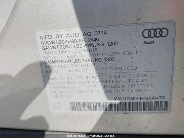 WA1LFAFP6FA030476 Audi Q5 2.0t Premium