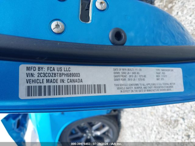 2C3CDZBT8PH689003 Dodge Challenger R/t
