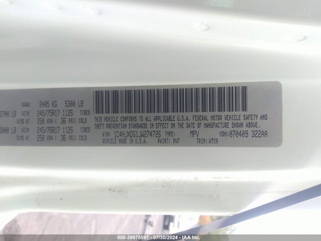 1C4HJXDG1JW274726 Jeep Wrangler Unlimited Sport 4x4