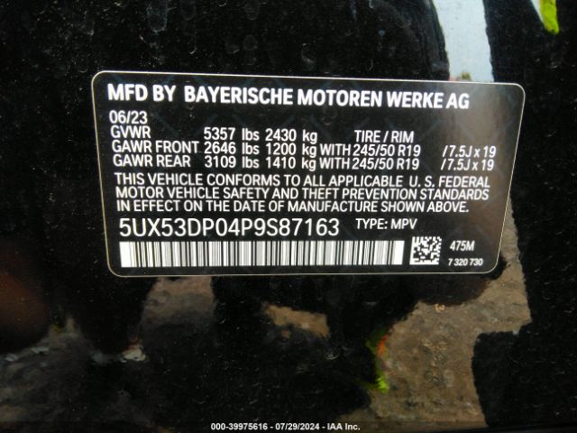 5UX53DP04P9S87163 BMW X3 Xdrive30i
