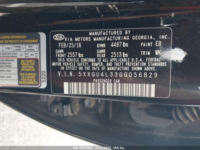 5XXGU4L33GG056829 KIA OPTIMA EX