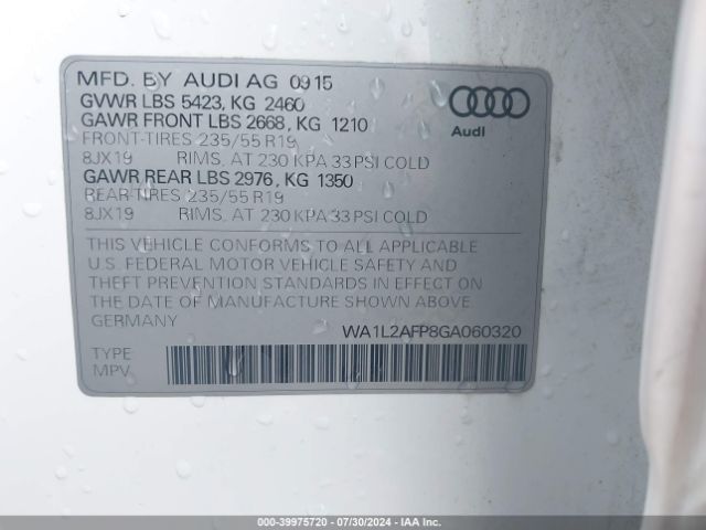 WA1L2AFP8GA060320 Audi Q5 2.0t Premium
