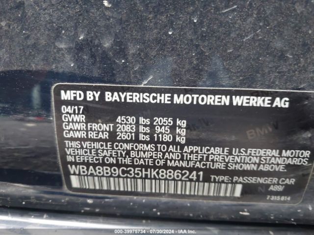 WBA8B9C35HK886241 BMW 330I