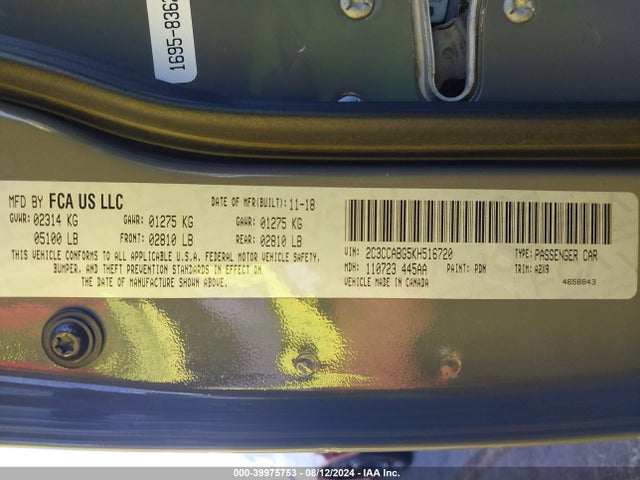 Chrysler 300 2019 2C3CCABG5KH516720 Image 9
