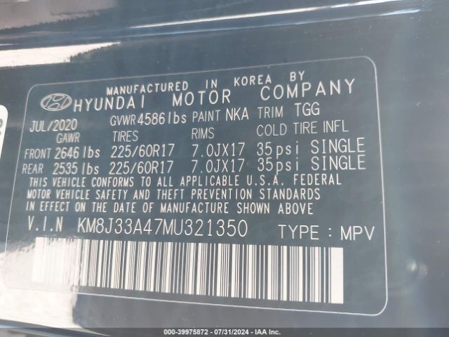 KM8J33A47MU321350 Hyundai Tucson Value