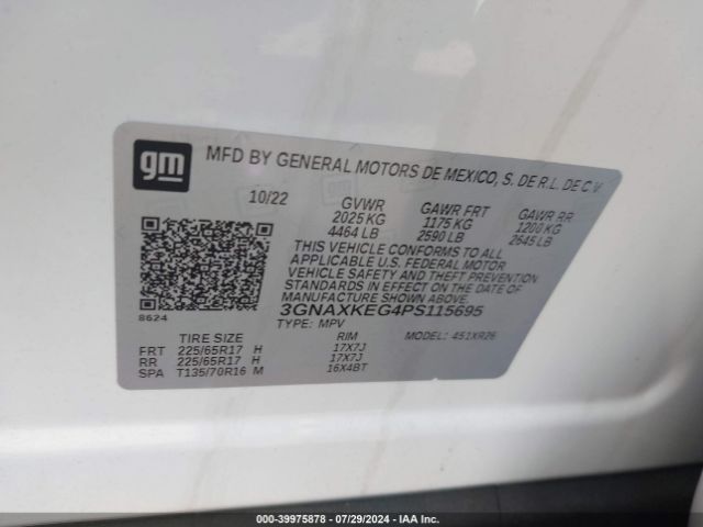 3GNAXKEG4PS115695 Chevrolet Equinox Fwd Lt