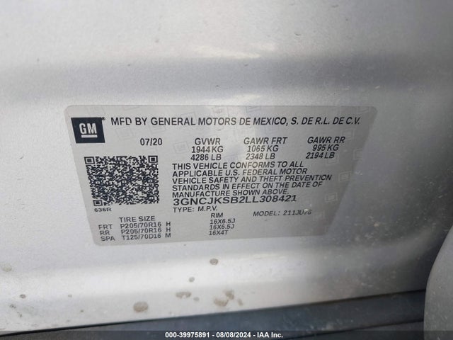 Chevrolet Trax Fwd Ls 2020 3GNCJKSB2LL308421 Image 9