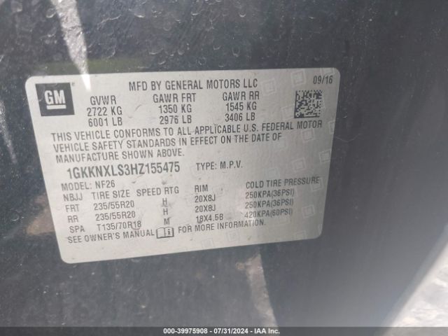 1GKKNXLS3HZ155475 GMC Acadia Denali