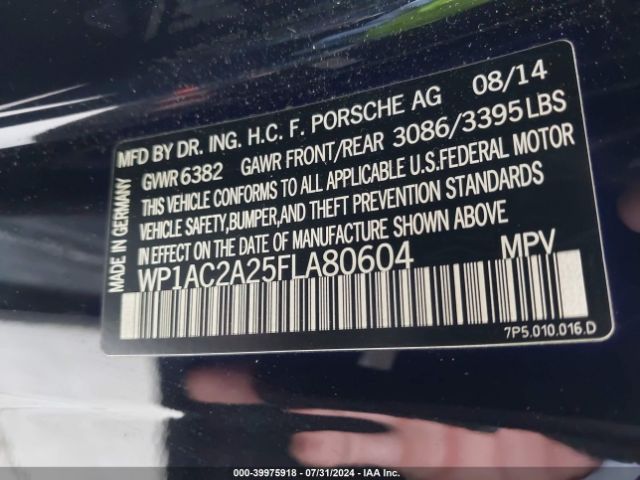 WP1AC2A25FLA80604 Porsche Cayenne Turbo