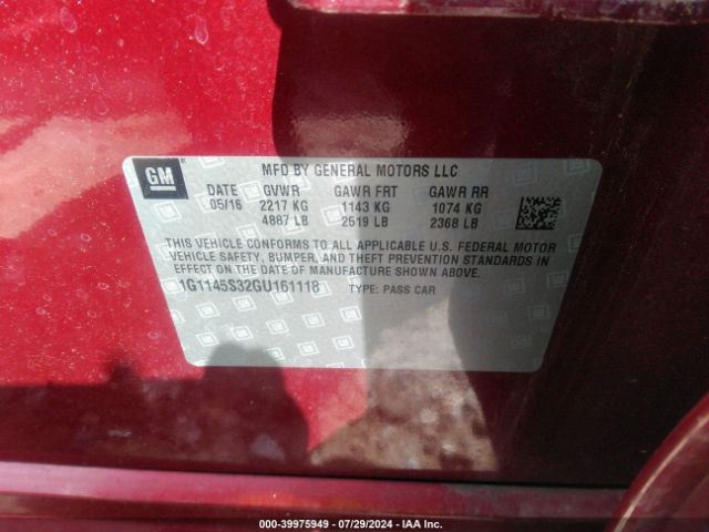 1G1145S32GU161118 Chevrolet IMPALA 2LZ