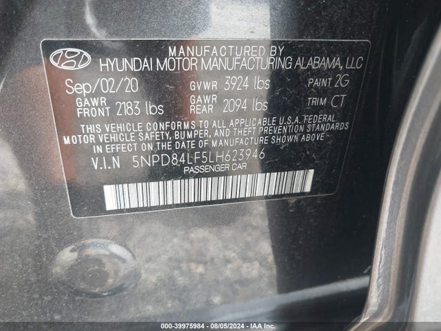 Hyundai ELANTRA SEL 2020 5NPD84LF5LH623946 Image 9